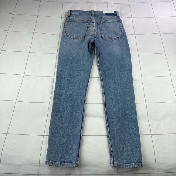 Re/Done Jeans Womens 26 Blue High Rise Ankle Crop Mid 90s Button Fly Medium Wash - Picture 3 of 15